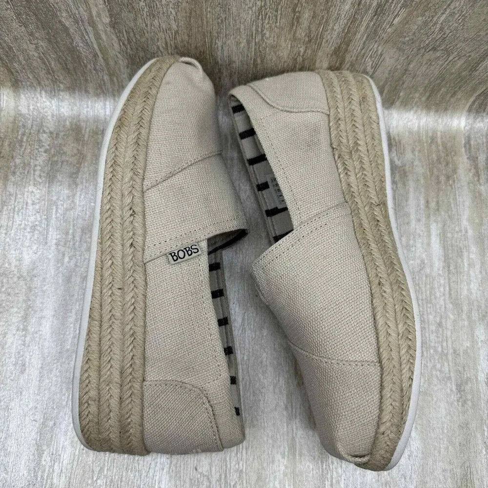 Bobs Laganlook Taupe Brown Espadrille Wedges Slip On Shoes Granola Girl Sz9 NICE